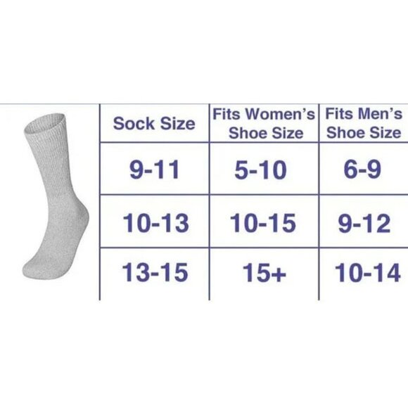 Diabetic Socks Men Women Cotton Non Binding Top Cushion Crew Socks, Black 6-Pack - Picture 2 of 3